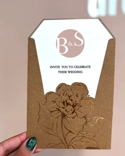 کارت عروسی اقتصادی طرح گل طلاکوب